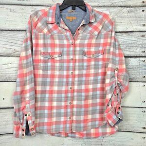 Jachs Girlfriend Plaid Button Shirt Womens L